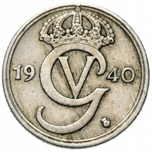 Монета Швеція 10 ере 1940 Швеция Полтава - фото 1