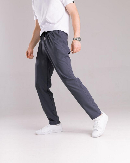 Однотонні базові чоловічі штани весна літо темно-сірі Pobedov Aero Київ - фото 1