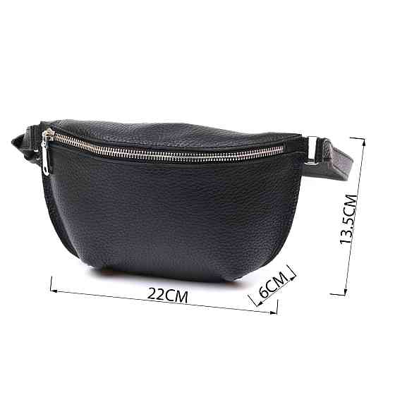 Шкіряна жіноча бананка Shvigel 16373 Чорний Київ