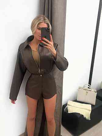 Жіночий стильний привабливий комплект з екошкіри Шоколад, 44/46 Одеса