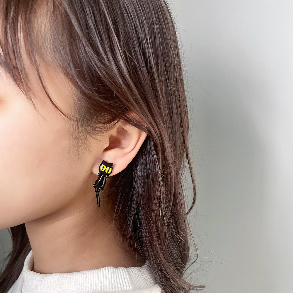 Сережки з котами матові 4 см чорний Київ - фото 2