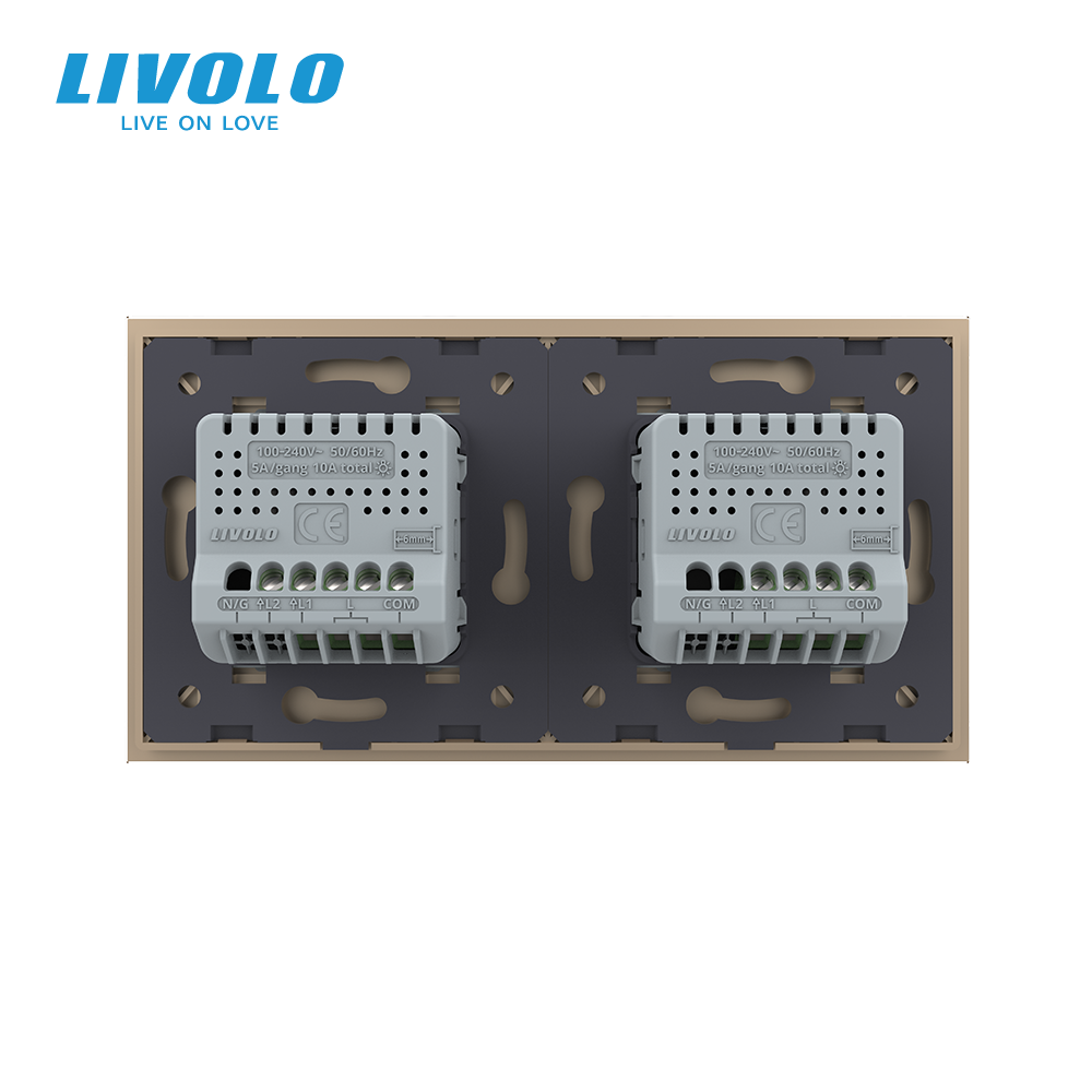 LIVOLO Сенсорний прохідний/перехресний вимикач 3 сенсора (1-2) LIVOLO золото матове скло Коломыя - изображение 2