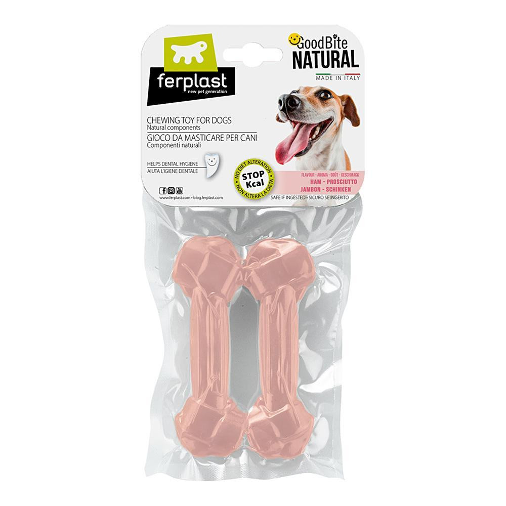 Жевательная косточка для собак с ароматом ветчины Ferplast GoodBite Natural Ham (Ферпласт ГудБайт Нэчурал) М - 70 гр. х 2 шт. - 13,5 x 4,4 x h 2,1 cm Запорожье - изображение 1