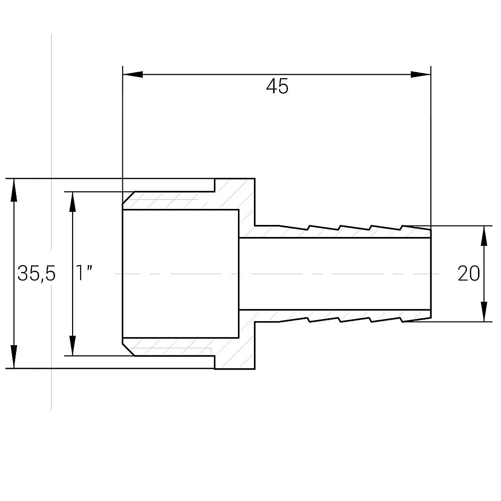 Штуцер 1″З 20мм нікельований NU5J2S OPTIMUM Киев - изображение 3