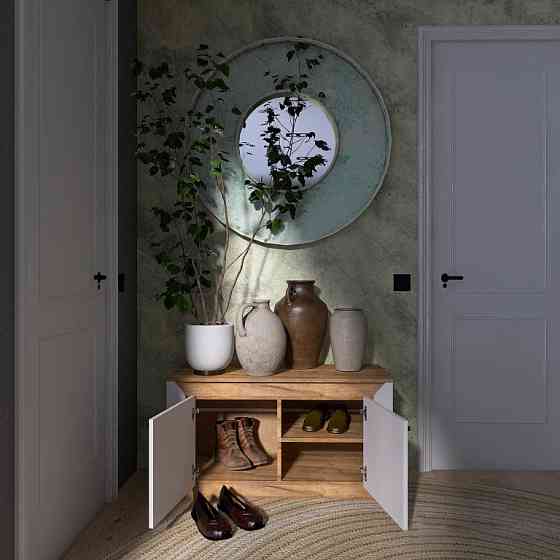 Тумба 2-х дверна закрита Еверест Нордік-980 98х38х53 см Білий + Дуб крафт золотий (DTM-5525) Львів