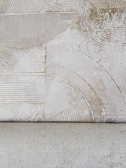 Шпалери вінілові на флізеліні метрові Sintra Edelina геометрія абстракції фігури структурні 3д коричневі кавові золотисті Київ - фото 3