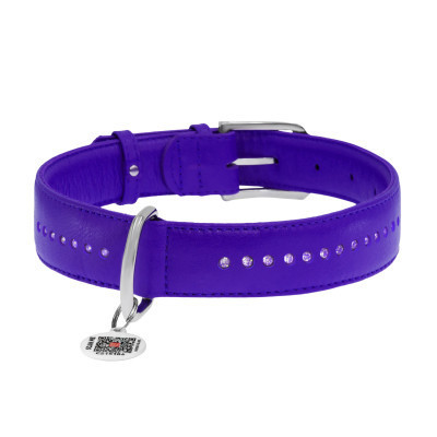 Нашийник для тварин WAUDOG Glamour з QR-паспортом, подвійний Ш 20 мм Д 30-39 см фіолетовий (38769) Вінниця - фото 2