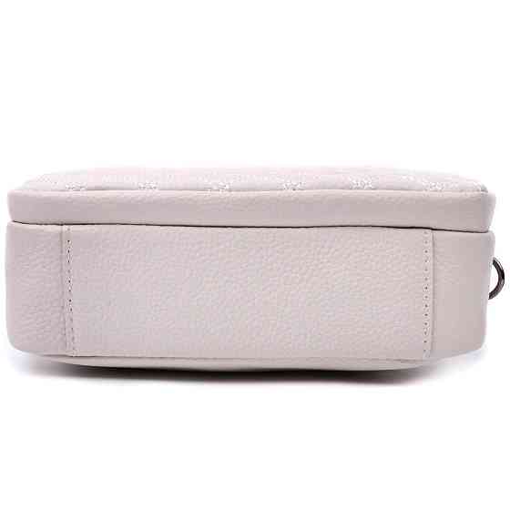 Сумка для женщин прошитая ромбами на лицевой стороне из натуральной кожи Vintage 22633 Белая Киев