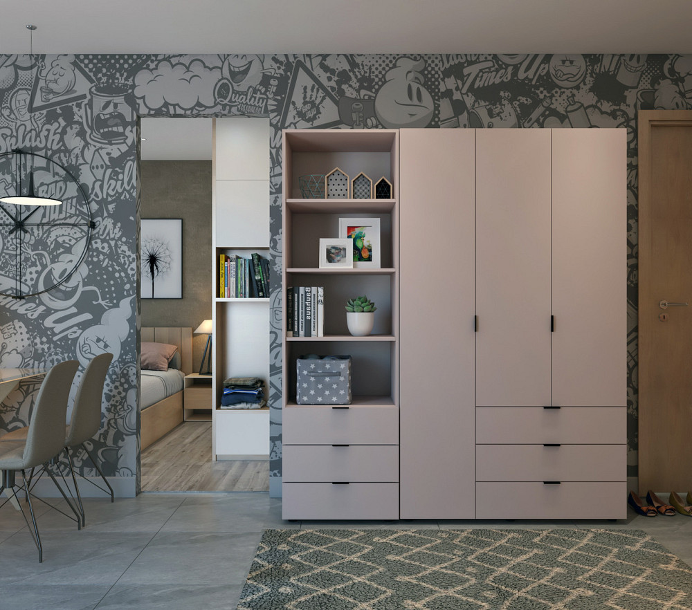 Шкаф для одежды Doros Гелар Кашемир 3ДСП с пеналом 176.2х49.5х203.4 (DRS-011922) Львов - изображение 3