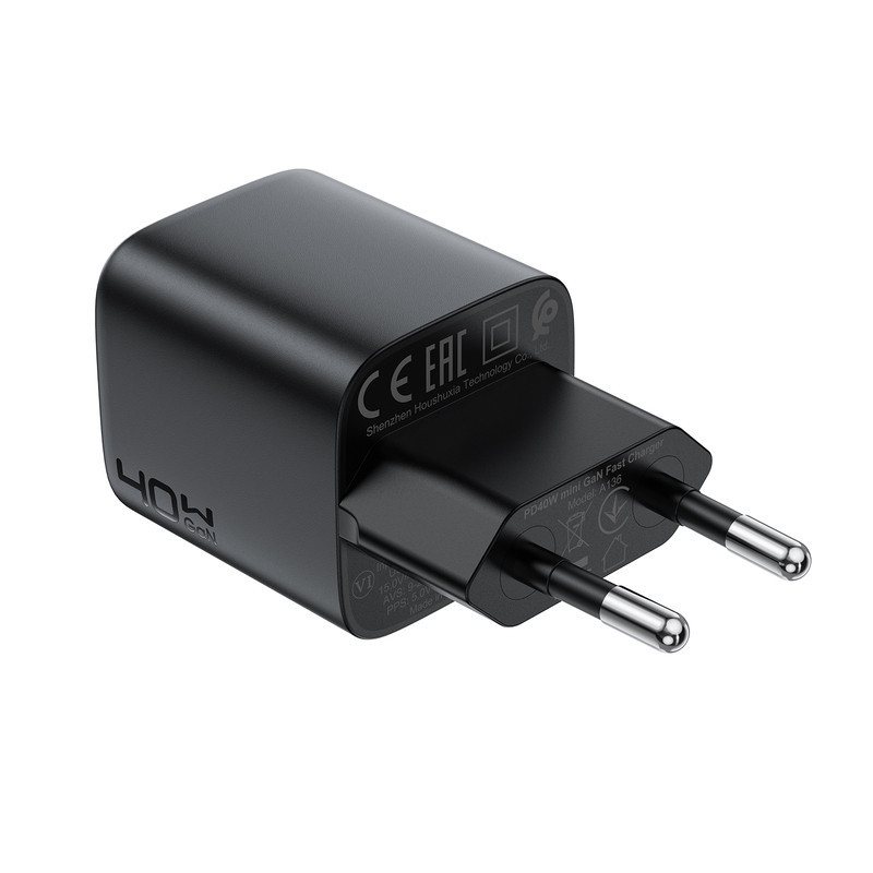 Мережевий зарядний пристрій ACEFAST A136 PD40W mini GaN USB-C fast charger Black Одеса - фото 3