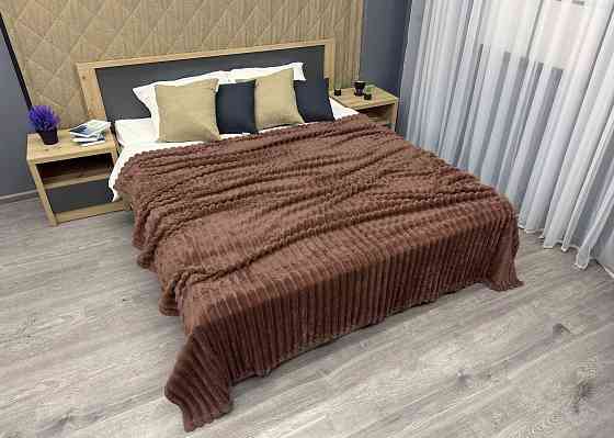 Плед-покривало смужка VIP Шарпей 200х230 см (+-10см) Коричневий (87-145) Київ