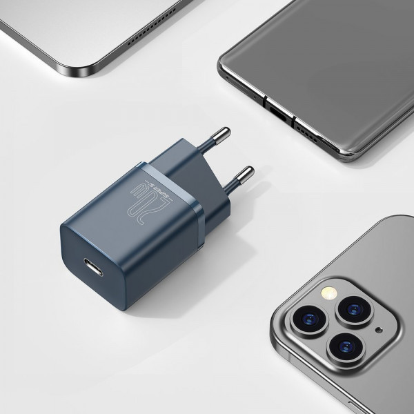 Зарядний пристрій 1xUSB 20W (USB-C) + Cable Type-C Синій Baseus (TZCCSUP-B03) Київ - фото 8