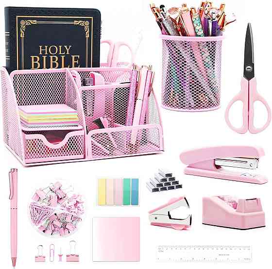 Рожеві органайзери та аксесуари для робочого столу 12 предметів Луцк