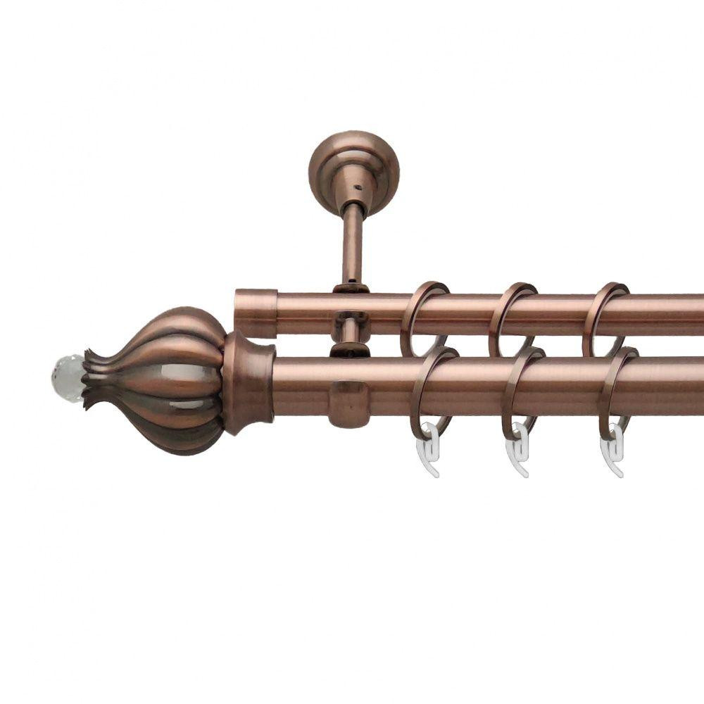 Карниз Orvit Таджа-Кристал металевий дворядний відкритий гладка труба кільце фасонне металеве  Мідь 25\19 мм 240 см (6951022) Львів - фото 1