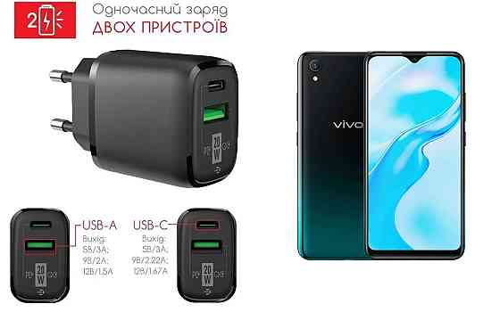 Сетевое зарядное устройство для Vivo Y1S, 20W 3A, Quick Charge 3.0 Киев