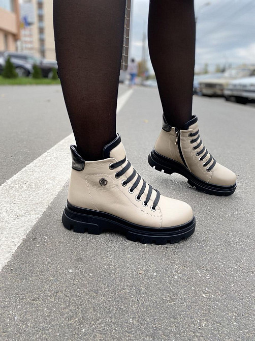 Без бренда Черевики жіночі ASTINI капучино з натуральної шкіри з натуральним мехом розмір 37-40 Коломия - фото 6