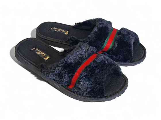 41 Женские тапочки открытые меховые паго черный мех Одесса