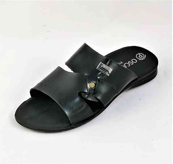 Мужские Шлёпанцы Тапочки Сланцы Чёрные Кожаные (размеры: 41,42,43,44,45) Днепр