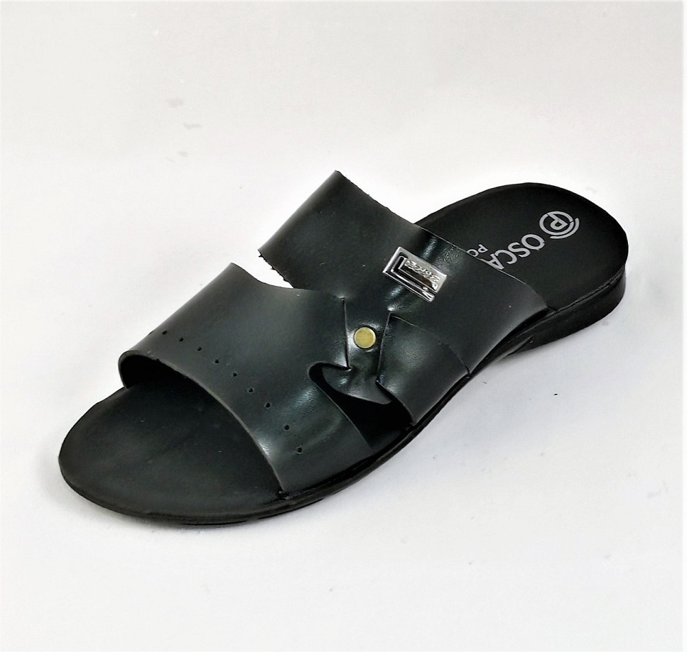 Мужские Шлёпанцы Тапочки Сланцы Чёрные Кожаные (размеры: 41,42,43,44,45) Днепр - изображение 2