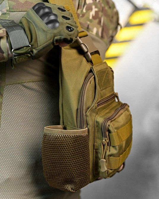 Армейська нагрудна сумка-рюкзак з USB-портом захисник coyot ДЛ7536 Одеса - фото 2