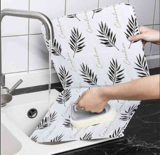 Захисна складна панель фольга для газової плити від бризків Бамбукові Листочки Вінниця