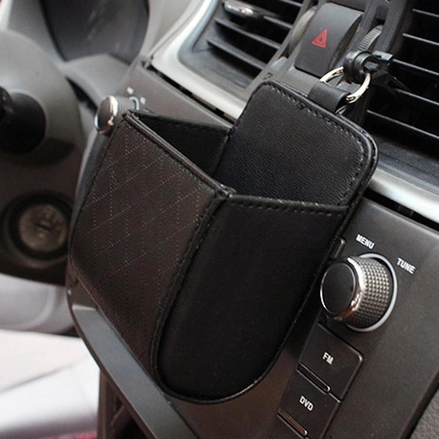 Підвісний органайзер для автомобіля на вентиляцію авто-органайзер кишеня для дрібниць і документів чорний Мукачево - фото 4