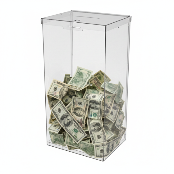 Ящик EKOSTAR с замком для пожертвований и сбора денег 260x200x500. Объем 26 литров Киев