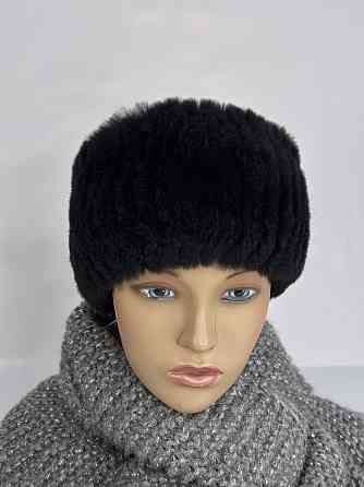 Хутряна пов'язка на голову жіноча з кролика Rex Чорний Харків
