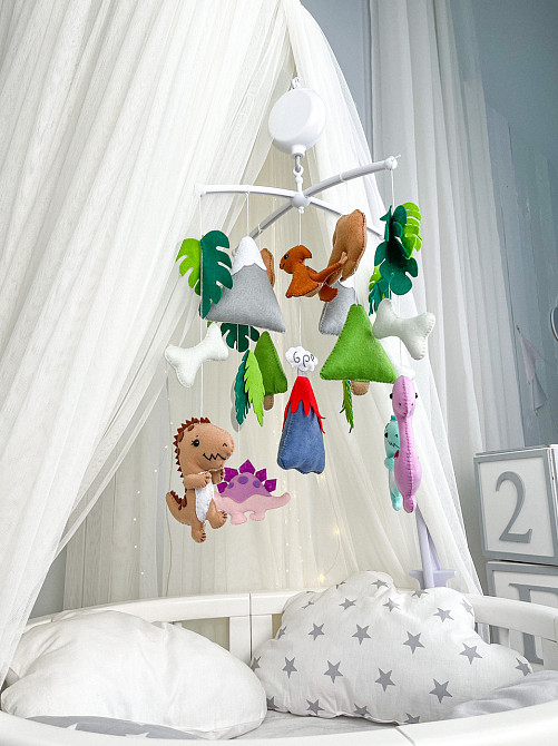 Музичний мобіль WoollyFox «Веселі динозаврики» з 35 мелодіями Киев - изображение 5