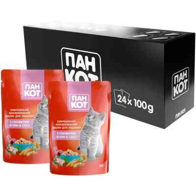 Влажный корм для кошек Пан Кот ягненок в соусе 100 г (4820111141050) Винница