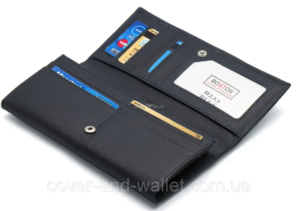Женский кожаный кошелек на много карточек фиолетого цвета Boston B233 Синий Киев - изображение 5