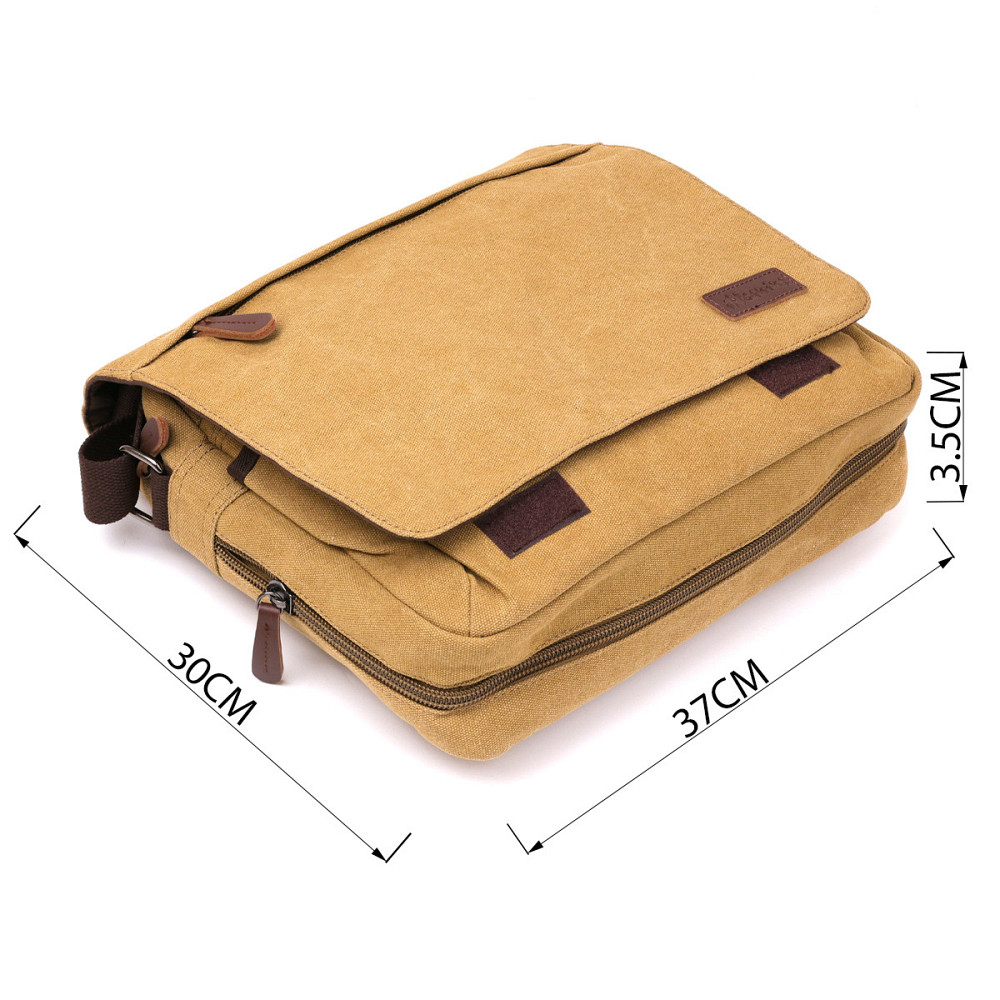 Текстильна сумка для ноутбука 13 дюймів через плече Vintage 20188 Хакі Київ - фото 3