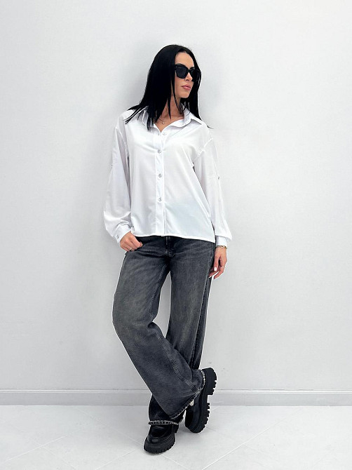 Базова жіноча сорочка "Eden" оптом | Норма і батал | Розпродаж моделі Білий, 46-48 Київ - фото 2