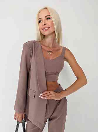 Костюм-трійка з топом "Vanity" оптом I Розпродаж моделі Мокко, 42 Київ