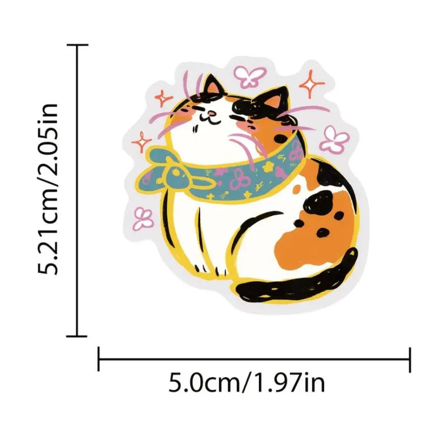 Мультяшные милые кошки, водонепроницаемые виниловые прозрачные наклейки, набор 50 штук. Киев - изображение 6