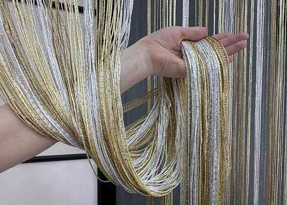 Шторы-нити с люрексом Бежевый с молочным и белым 300х300см 1 шт (61-100) Киев