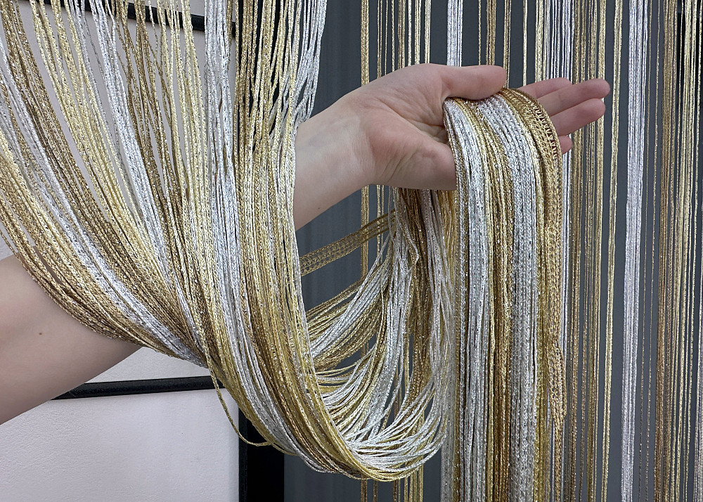 Шторы-нити с люрексом Бежевый с молочным и белым 300х300см 1 шт (61-100) Киев - изображение 6