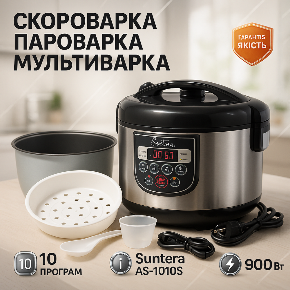 Мультиварка пять литров Suntera AS-1010S 900 Вт, Мультиварка для варки Хорошая бюджетная UD-41 Львов - изображение 9