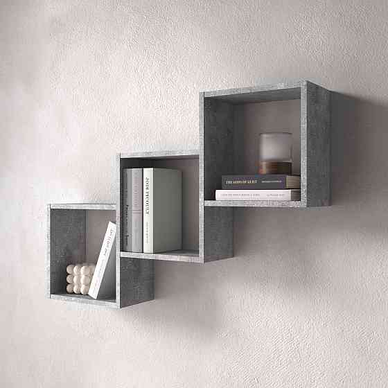 Полиця настінна VAYS M-13, на 3 комірки, ЛДСП, 98×18×66 см - для книг, декору, дому, вітальні, офісу Львів