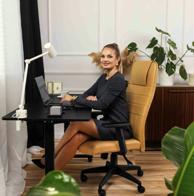 Офисное кресло со спинкой и подлокотниками бежевое Adelo Стильное компьютерное кресло Кресло руководителя Киев - изображение 3