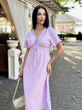 Довга муслінова сукня "Lira" | Норма і батал Ліловий, 50-52 Київ
