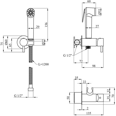 Душевой гарнитур Kroner Armada-C064K + змішувач Armada-C010 + змішувач Bidet-C082 (CVS30212) Винница - изображение 5