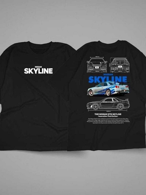 Футболка Nissan Skyline GT-R з автомобільним принтом Чорний, XL Чернівці - фото 1