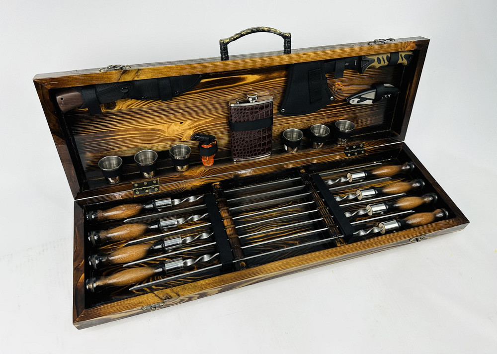 Подарунковий набір шампурів у дерев'яному кейсі МИСЛИВЕЦЬ LUX HAPPY DAYS Тернопіль - фото 5