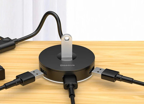 HUB адаптер Baseus Round Box USB3.0 to 1USB 3.0+3USB 2.0 CAHUB-F01 (Чорний) Миколаїв - фото 8