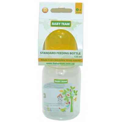 Бутылочка для кормления Baby Team с силиконовой соской, 125 мл 0+ желтая (1400_желтый) Винница