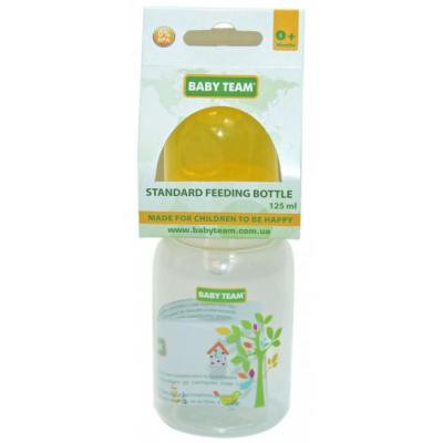 Бутылочка для кормления Baby Team с силиконовой соской, 125 мл 0+ желтая (1400_желтый) Винница - изображение 1