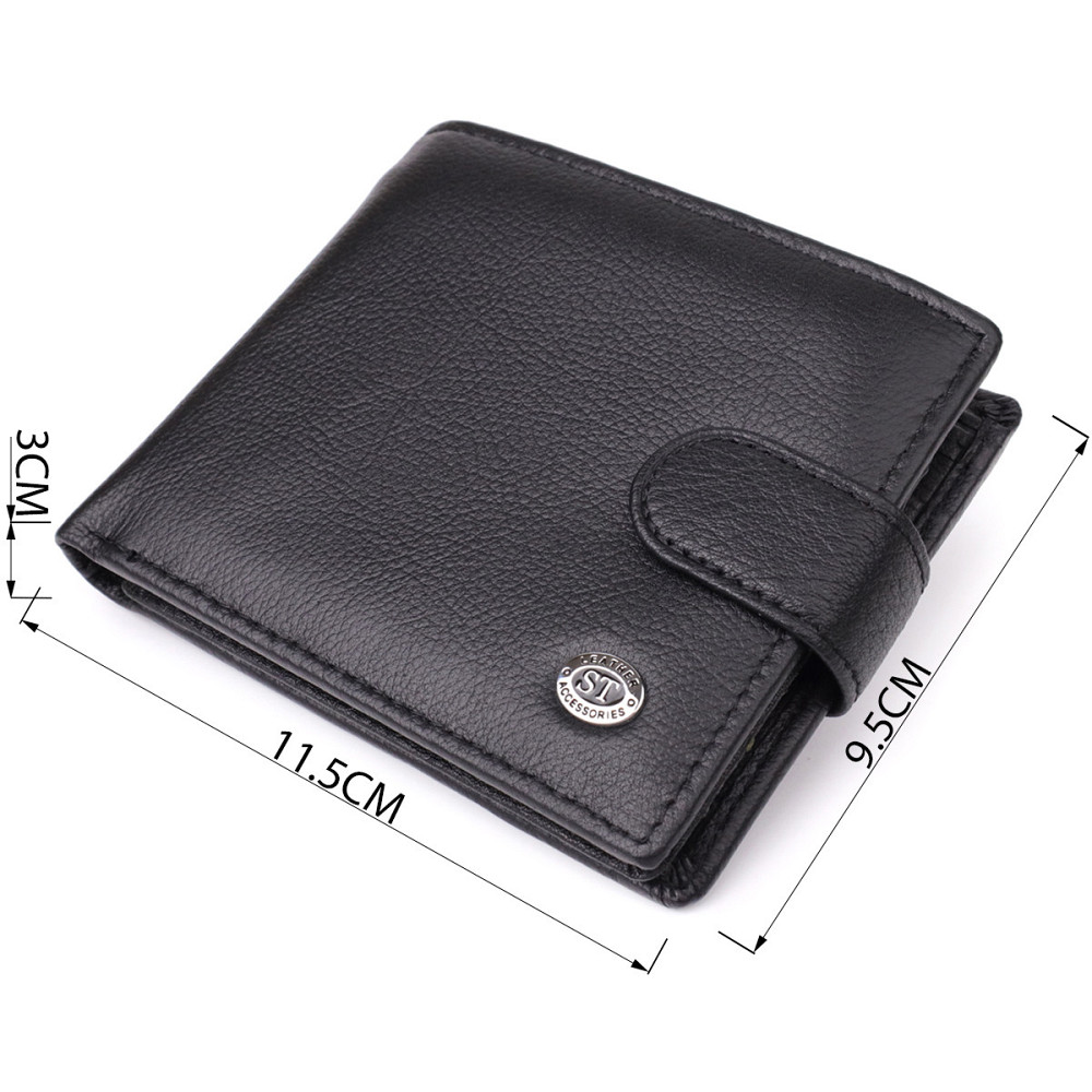 Классический мужской бумажник горизонтального формата из натуральной кожи Черный (ST Leather) Киев - изображение 7