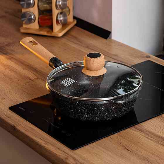 Алюмінієвий сотейник 2,7 л з мармуровим антипригарним покриттям Ø 24 см чорний HP-4-436B Київ