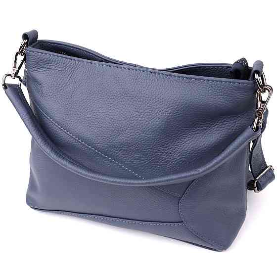 Практичная женская сумка на два отделения из натуральной кожи Vintage 23016 Синий Киев